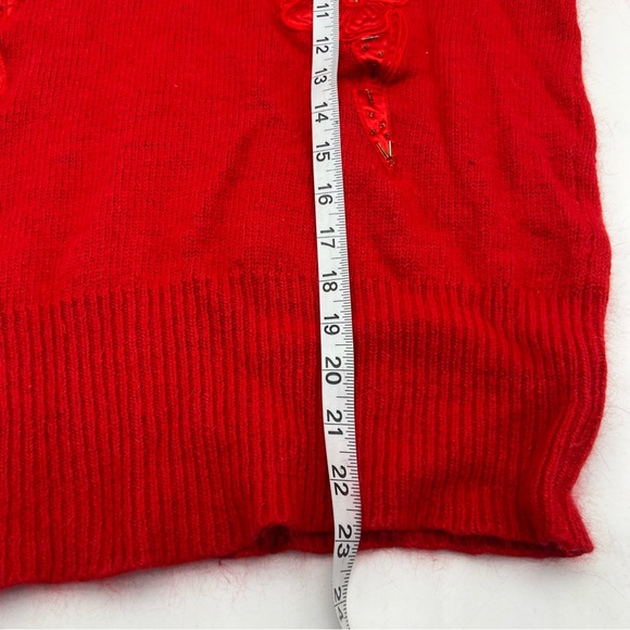 VTG Shapely Knits Sweater Beaded 3/4 Sleeve Pullover Silk Nylon Angora Red Med - Picture 6 of 7
